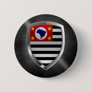 Chapa Redonda De 5 Cm Emblema metálico de São Paulo