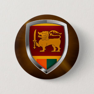 Chapa Redonda De 5 Cm Emblema metálico de Sri Lanka