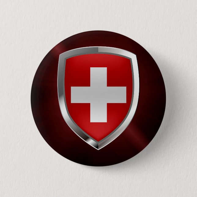 Chapa Redonda De 5 Cm Emblema metálico de Suiza (Anverso)