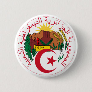 Chapa Redonda De 5 Cm Emblema Nacional de Argelia