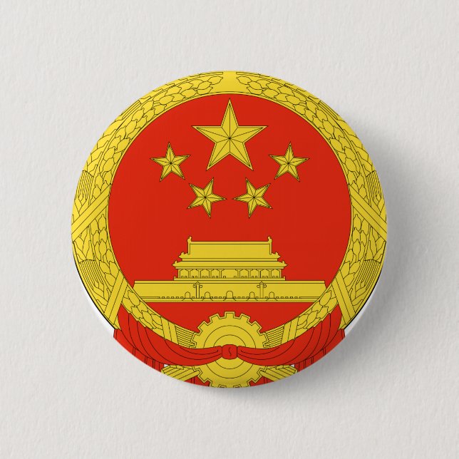 Chapa Redonda De 5 Cm Emblema nacional de China (Anverso)