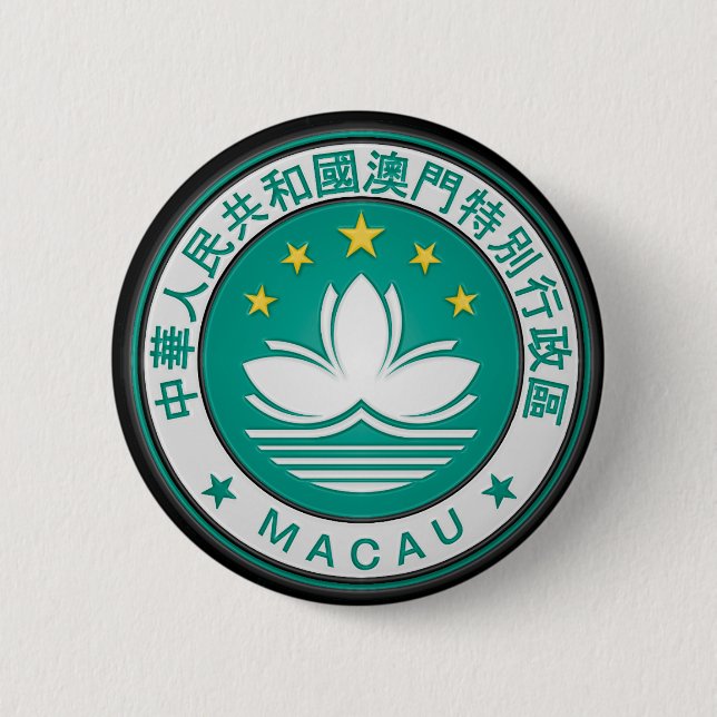 Chapa Redonda De 5 Cm Emblema redondo de Macao (Anverso)