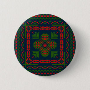 Chapa Redonda De 5 Cm Embroideric palestino Tatreez color verde rojo 5 P