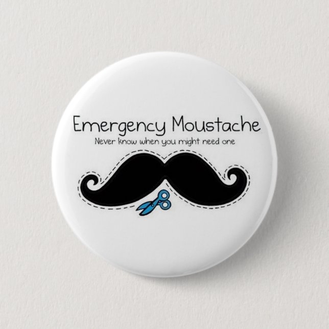Chapa Redonda De 5 Cm Emergency moustache (Anverso)