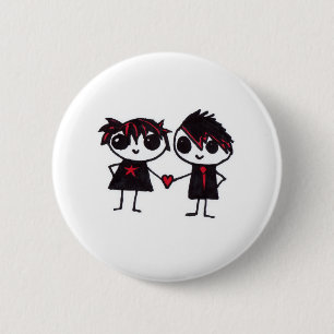 Chapa Redonda De 5 Cm Emo en amor