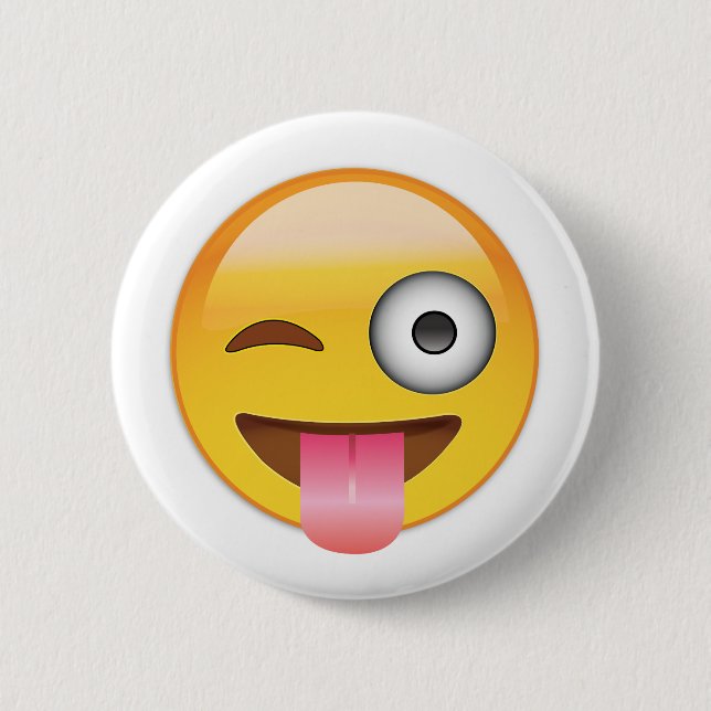 Chapa Redonda De 5 Cm Emoji - cara con la lengua (Anverso)