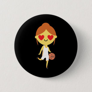Chapa Redonda De 5 Cm Emoji Chica de baloncesto