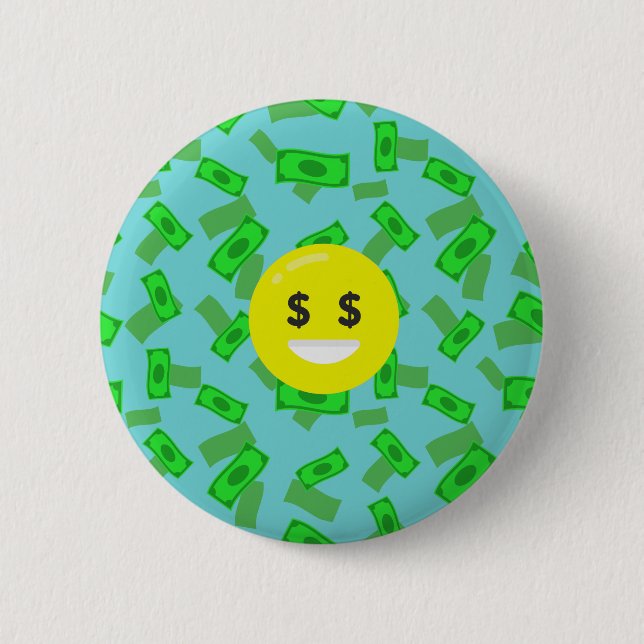 Chapa Redonda De 5 Cm emoji con ojos de dinero (Anverso)