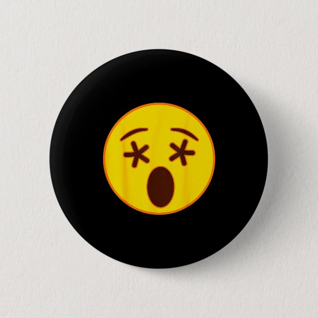 Chapa Redonda De 5 Cm Emoji Crossed Out Eyes Yellow Smile Face  (Anverso)
