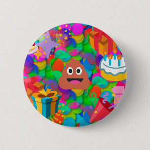 Chapa Redonda De 5 Cm emoji de caca de cumpleaños feliz