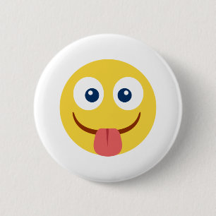 Chapa Redonda De 5 Cm Emoji de lengua agarrotada