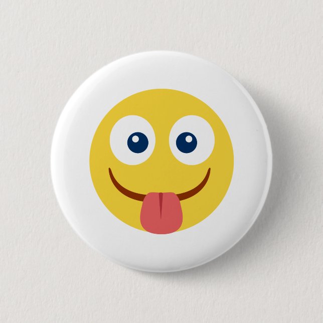 Chapa Redonda De 5 Cm Emoji de lengua agarrotada (Anverso)