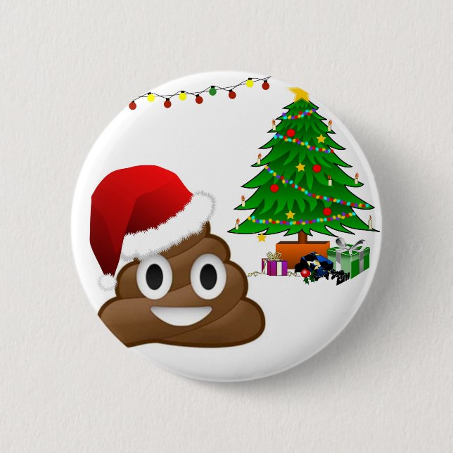 Chapa Redonda De 5 Cm emoji de poo de navidades (Anverso)
