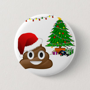 Chapa Redonda De 5 Cm emoji de poo de navidades