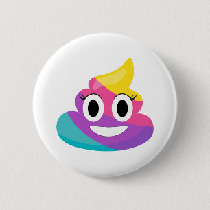 Chapa Redonda De 5 Cm Emoji de popó arcoiris