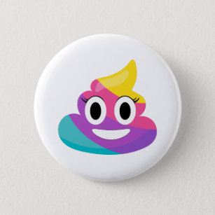 Chapa Redonda De 5 Cm Emoji de popó arcoiris