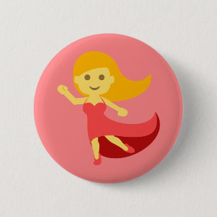 Chapa Redonda De 5 Cm Emoji del chica de baile