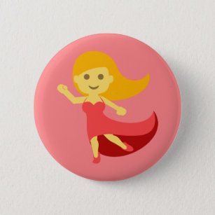 Chapa Redonda De 5 Cm Emoji del chica de baile