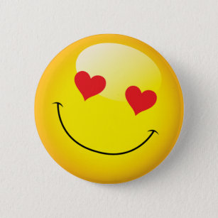 Chapa Redonda De 5 Cm Emoji del corazón de amor feliz sonriente hombre c