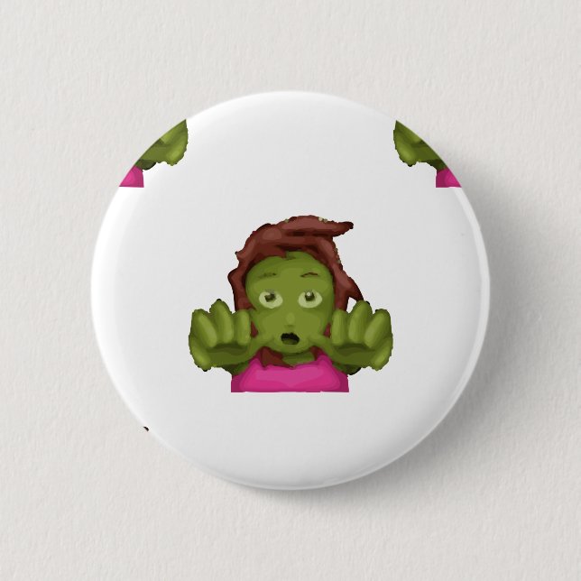 Chapa Redonda De 5 Cm emoji mujer zombie (Anverso)