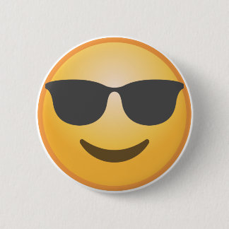 Chapa Redonda De 5 Cm Emoji sonriente de las gafas de sol