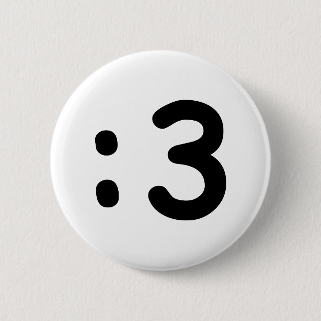 Chapa Redonda De 5 Cm Emoticon cara de gato :3 (Anverso)