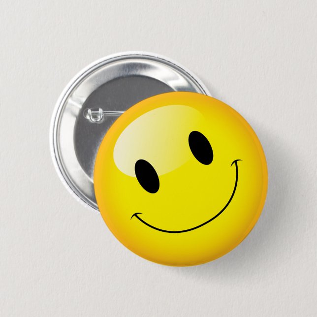 Chapa Redonda De 5 Cm Emoticon de cara sonriente amarillo lindo (Anverso y reverso)