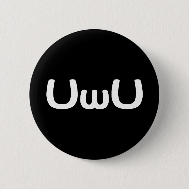 Chapa Redonda De 5 Cm Emoticon feliz de la cara del animado de UwU (Anverso)