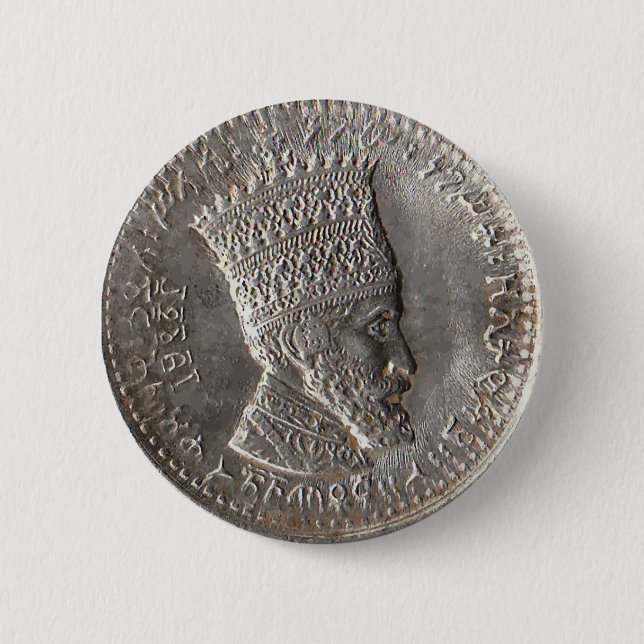 Chapa Redonda De 5 Cm Emperador Selassie I Pin (Anverso)