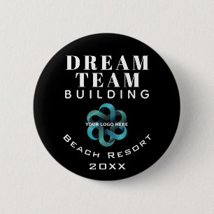Chapa Redonda De 5 Cm Empleado del logotipo de Black Dream Team Building