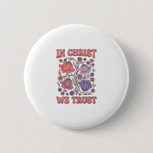 Chapa Redonda De 5 Cm En Cristo Confiamos Diseño Floral Cristiano Vector