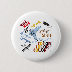 Chapa Redonda De 5 Cm En El Salón Del Pelo