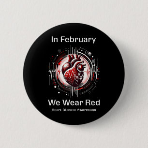 Chapa Redonda De 5 Cm En febrero usamos rojo conciencia sobre la salud d