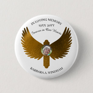 Chapa Redonda De 5 Cm En la memoria amorosa Foto Keepsake Cross con alas