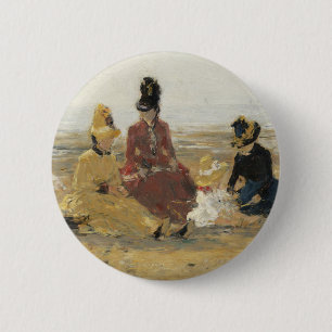 Chapa Redonda De 5 Cm En la playa, Trouville 1887