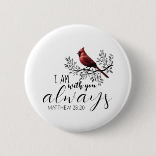 Chapa Redonda De 5 Cm En Memoria Amorosa: Cardenal Rojo