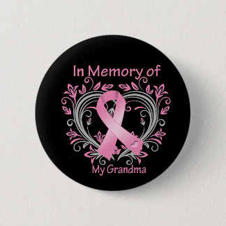 Chapa Redonda De 5 Cm En memoria de mi abuela corazón de cáncer de mama