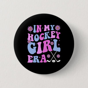 Chapa Redonda De 5 Cm En Mi Era de Chica de Hockey Groovy Día de Juego d