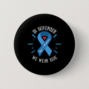 Chapa Redonda De 5 Cm En Noviembre Vivimos Guerreros De La Diabetes Azul