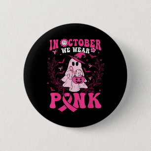 Chapa Redonda De 5 Cm En Octubre, Usamos Camisas Rosadas Fantasma Hallow