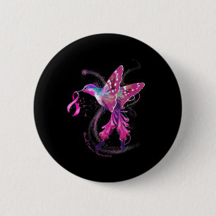 Chapa Redonda De 5 Cm En Octubre Usamos Cáncer De Mama De Colibrí Rosa