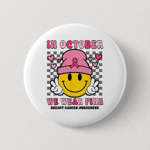 Chapa Redonda De 5 Cm En Octubre Usamos Cinta Rosa Fantasma Halloween Br