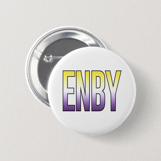 Chapa Redonda De 5 Cm ENBY - No binario (Anverso y reverso)