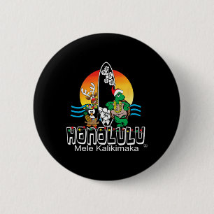 Chapa Redonda De 5 Cm Encantador Honolulu Oahu Hawaii Isla Surf Navidad