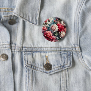Chapa Redonda De 5 Cm Encanto Floral Rosa Atemporal