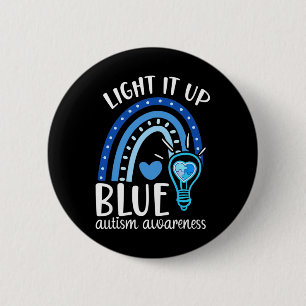 Chapa Redonda De 5 Cm Enciende El Autismo Azul Tee Que Llevo Azul Para E