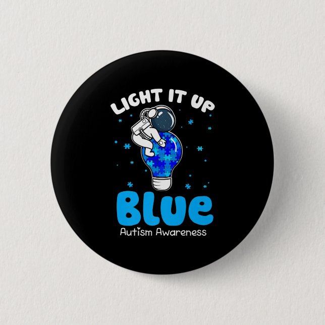Chapa Redonda De 5 Cm Enciende la luz azul Funny Puzzle Piece Autism Awa (Anverso)