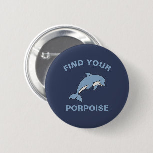 Chapa Redonda De 5 Cm Encuentre su Porpoise Funny Ocean Sea Animal Fish