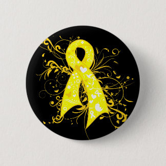Chapa Redonda De 5 Cm Endometriosis Floral Swirls Ribbon