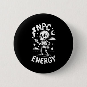 Chapa Redonda De 5 Cm energía Npc esqueleto divertido meme 